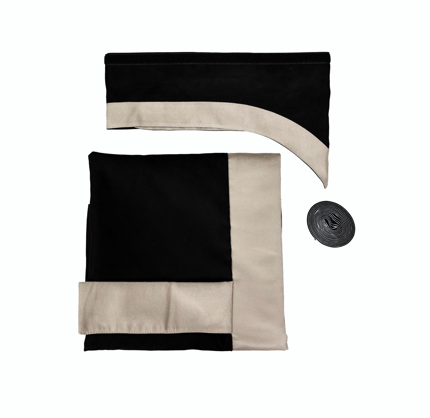LKW-Vorhänge passend für MAN TGX / TGS / TGL / TGA / TGM – 5-tlg. Komplettset Schwarz-Hellgrau mit Borde & Haken